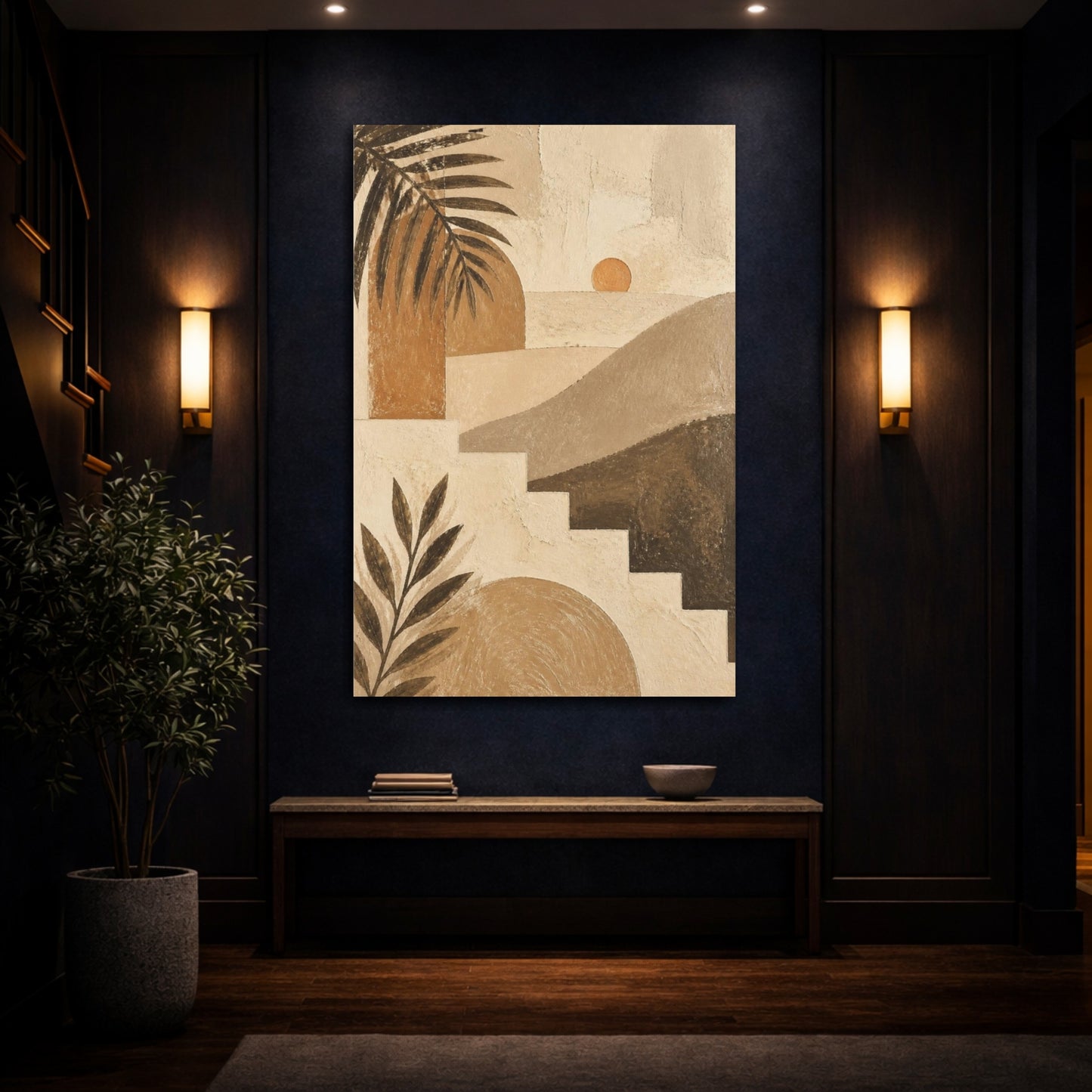 Mockup 4. Boho Sunrise Landscape shown as canvas print