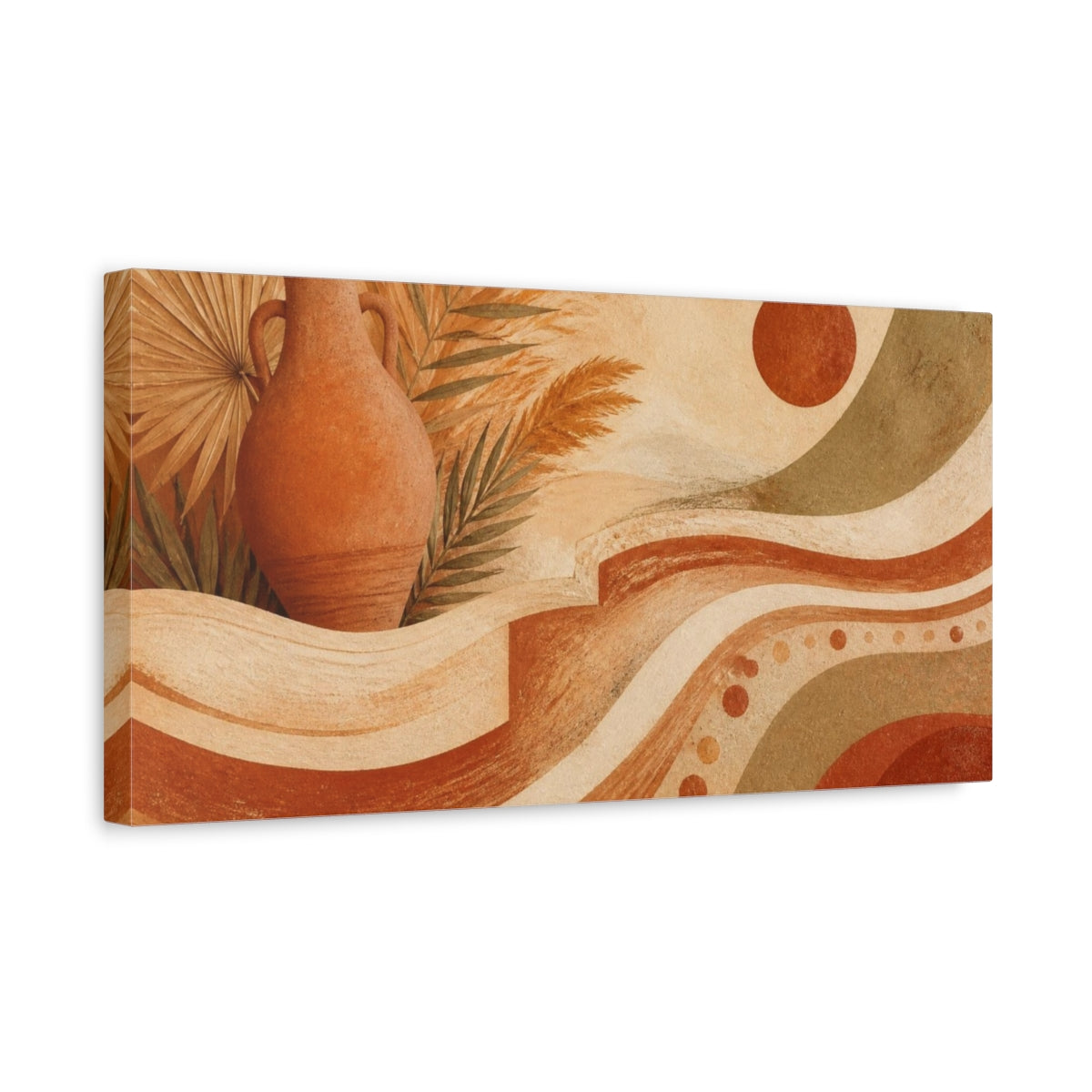 Side Mockup 3. Boho Terracotta Amphora shown as canvas print