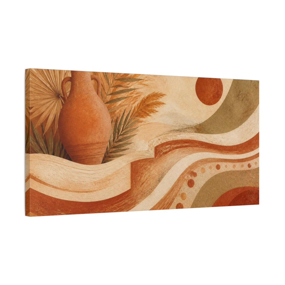 Side Mockup 1. Boho Terracotta Amphora shown as canvas print