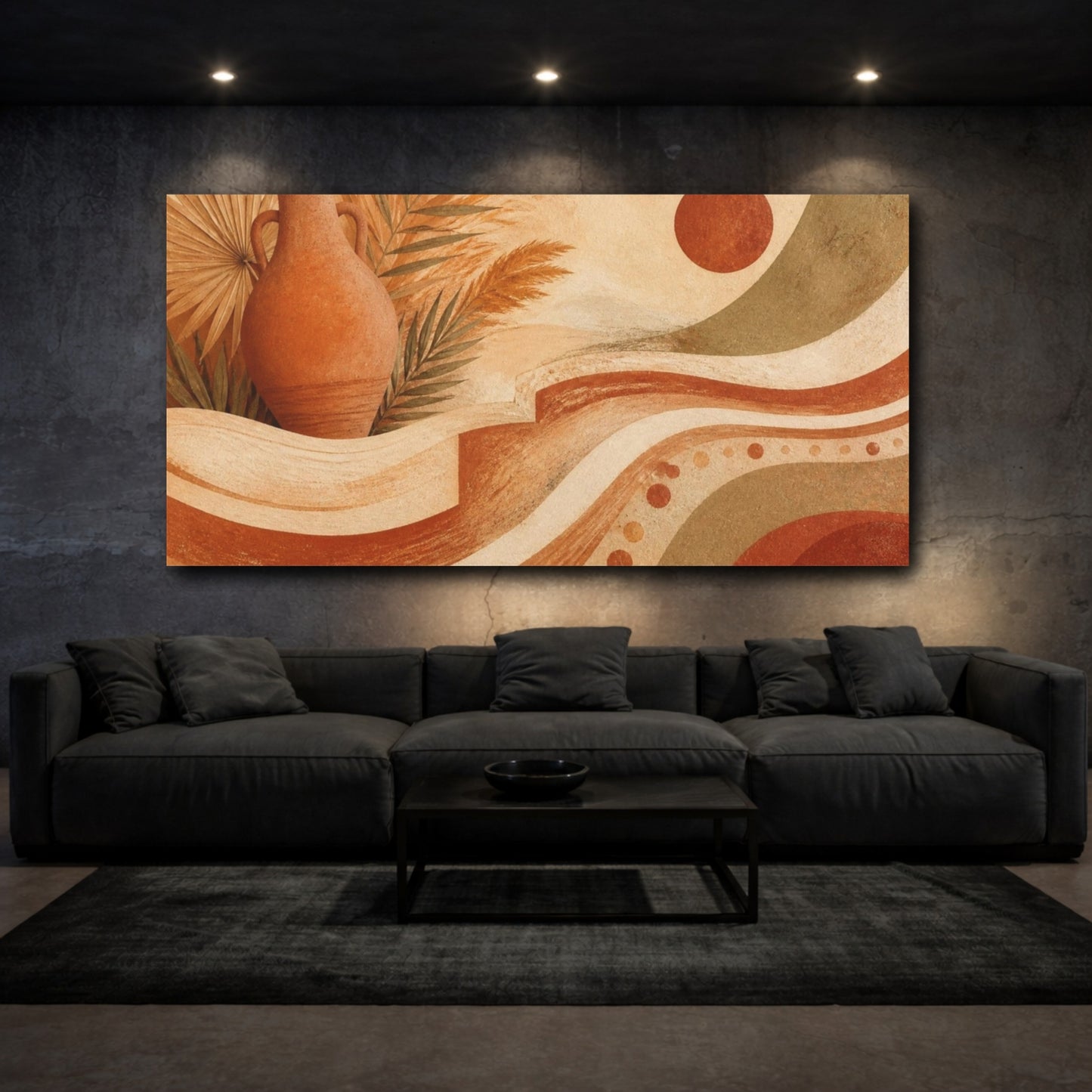 Mockup 3. Boho Terracotta Amphora shown as canvas print