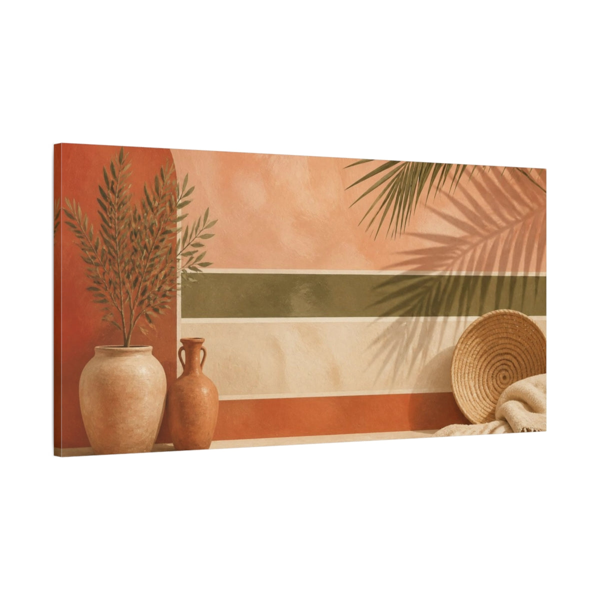 Main Mockup. Boho Terracotta Pots shown as canvas print