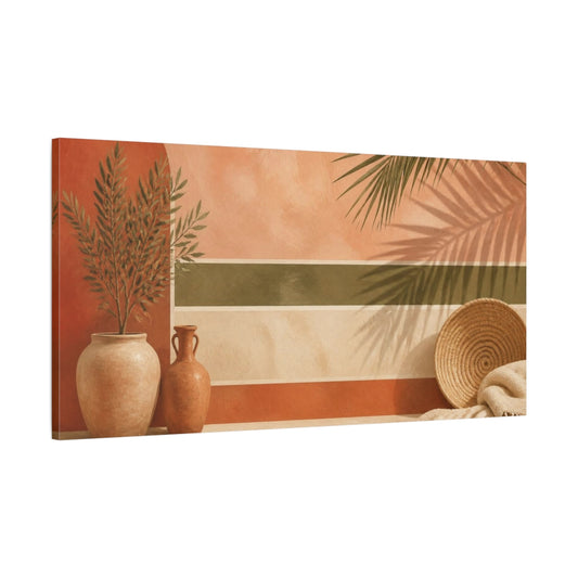 Main Mockup. Boho Terracotta Pots shown as canvas print