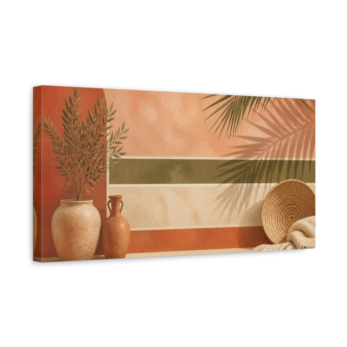 Side Mockup 3. Boho Terracotta Pots shown as canvas print