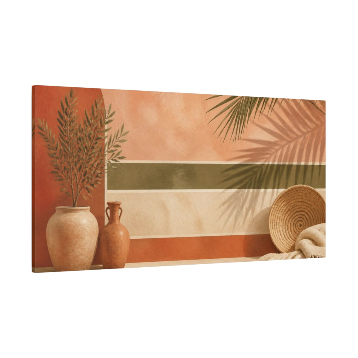 Side Mockup 2. Boho Terracotta Pots shown as canvas print