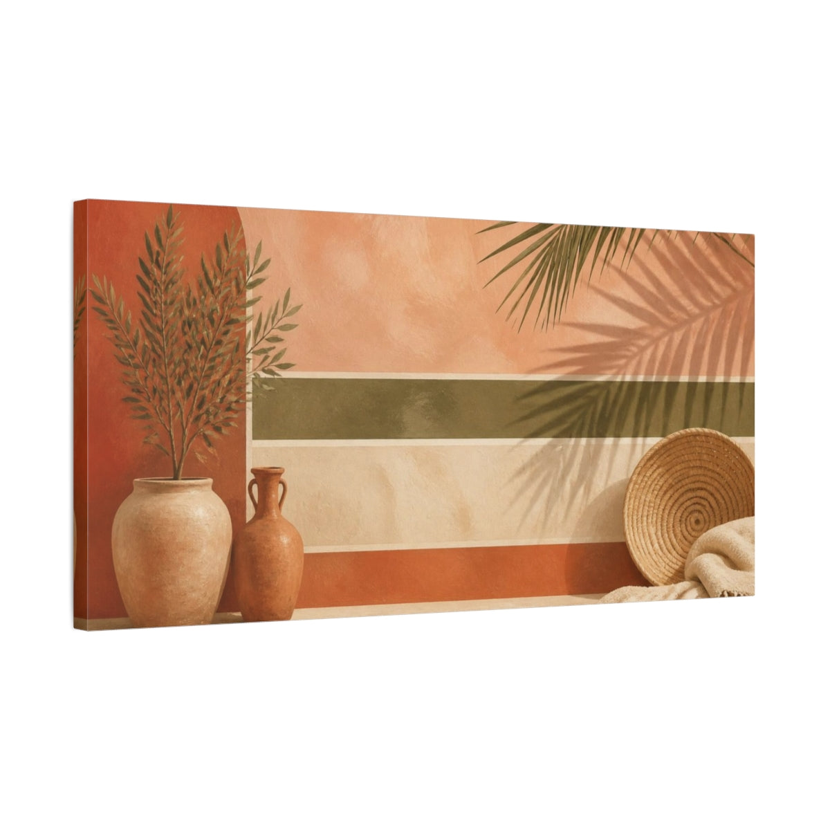 Side Mockup 1. Boho Terracotta Pots shown as canvas print