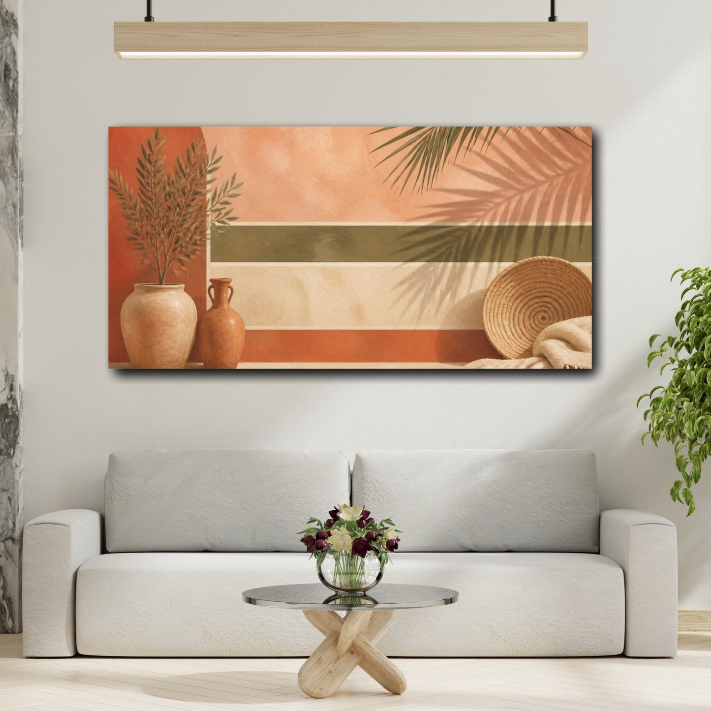 Mockup 2. Boho Terracotta Pots shown as canvas print
