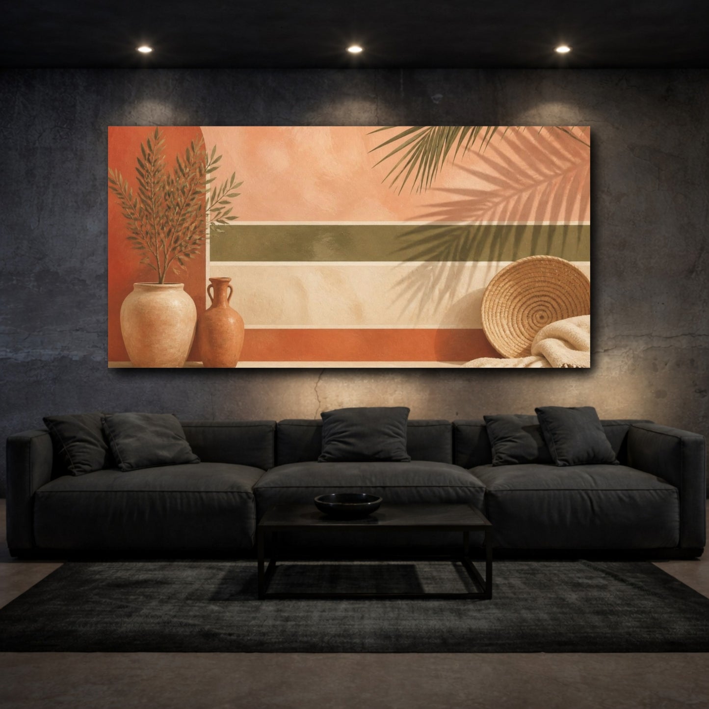 Mockup 3. Boho Terracotta Pots shown as canvas print