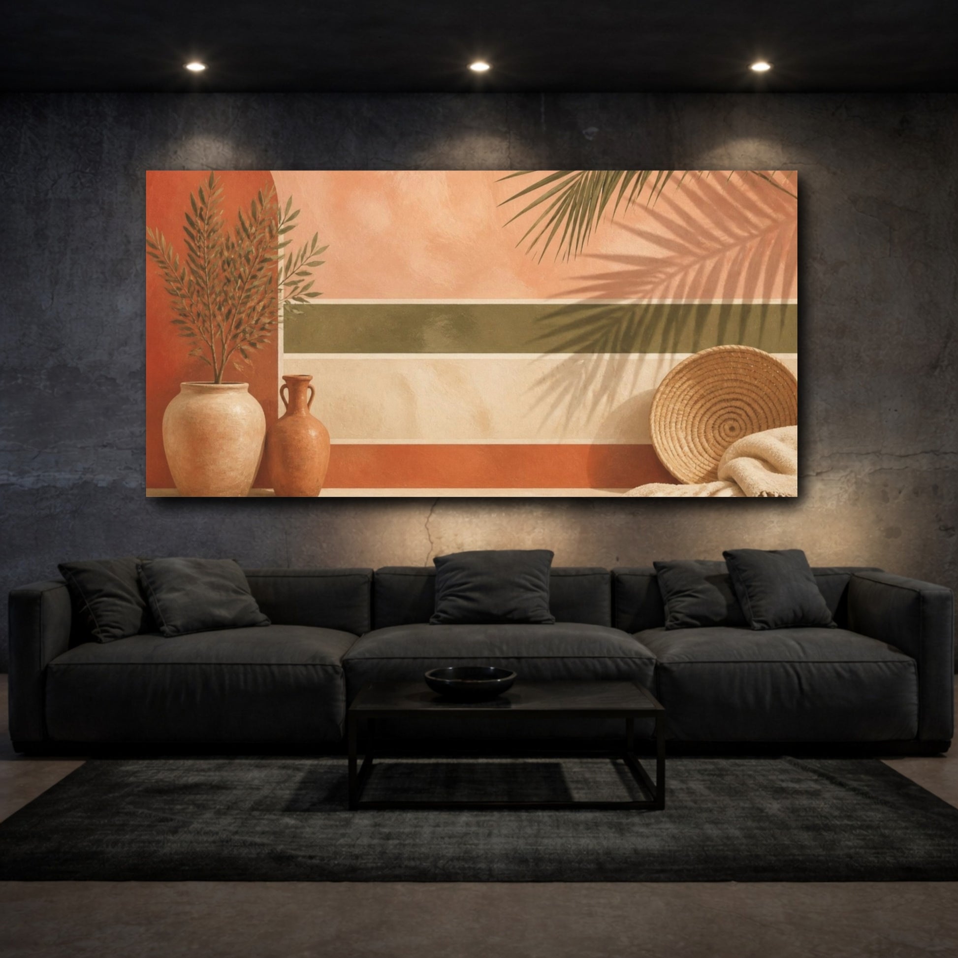 Mockup 3. Boho Terracotta Pots shown as canvas print