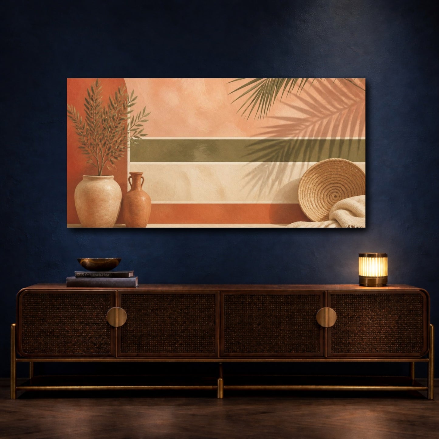 Mockup 4. Boho Terracotta Pots shown as canvas print