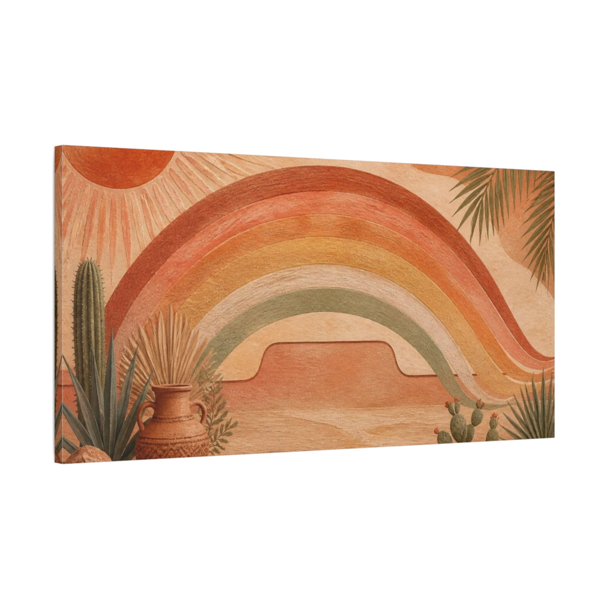 Main Mockup. Boho Terracotta Rainbow shown as canvas print