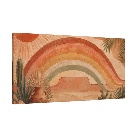Main Mockup. Boho Terracotta Rainbow shown as canvas print