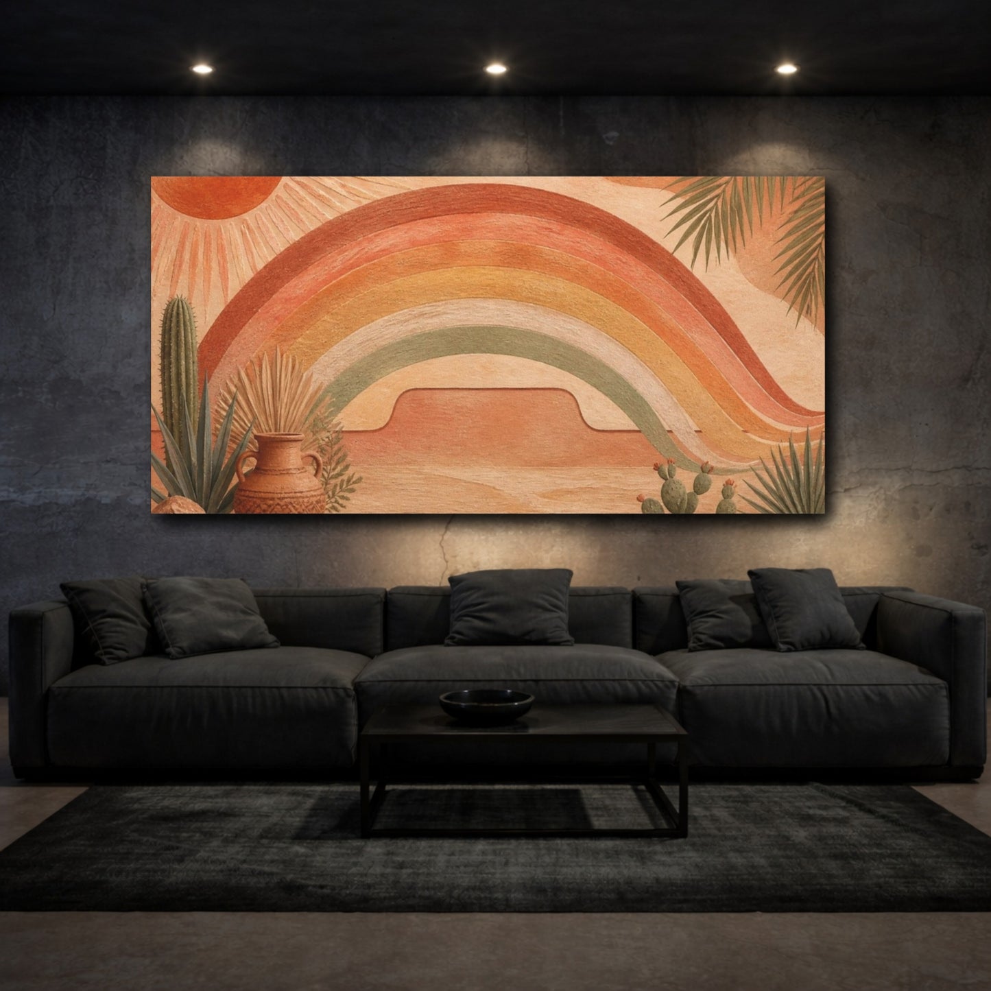 Mockup 3. Boho Terracotta Rainbow shown as canvas print