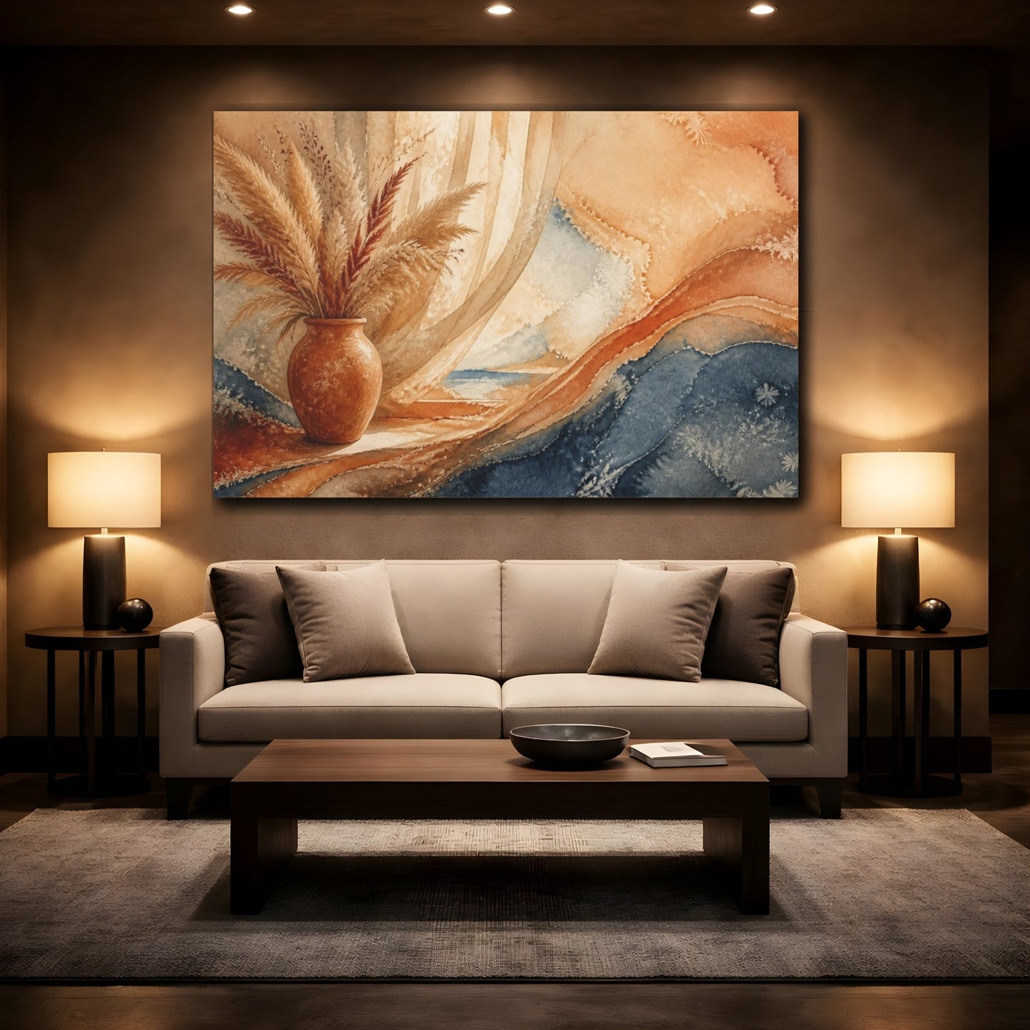 Mockup 2. Boho Terracotta Vase shown as canvas print