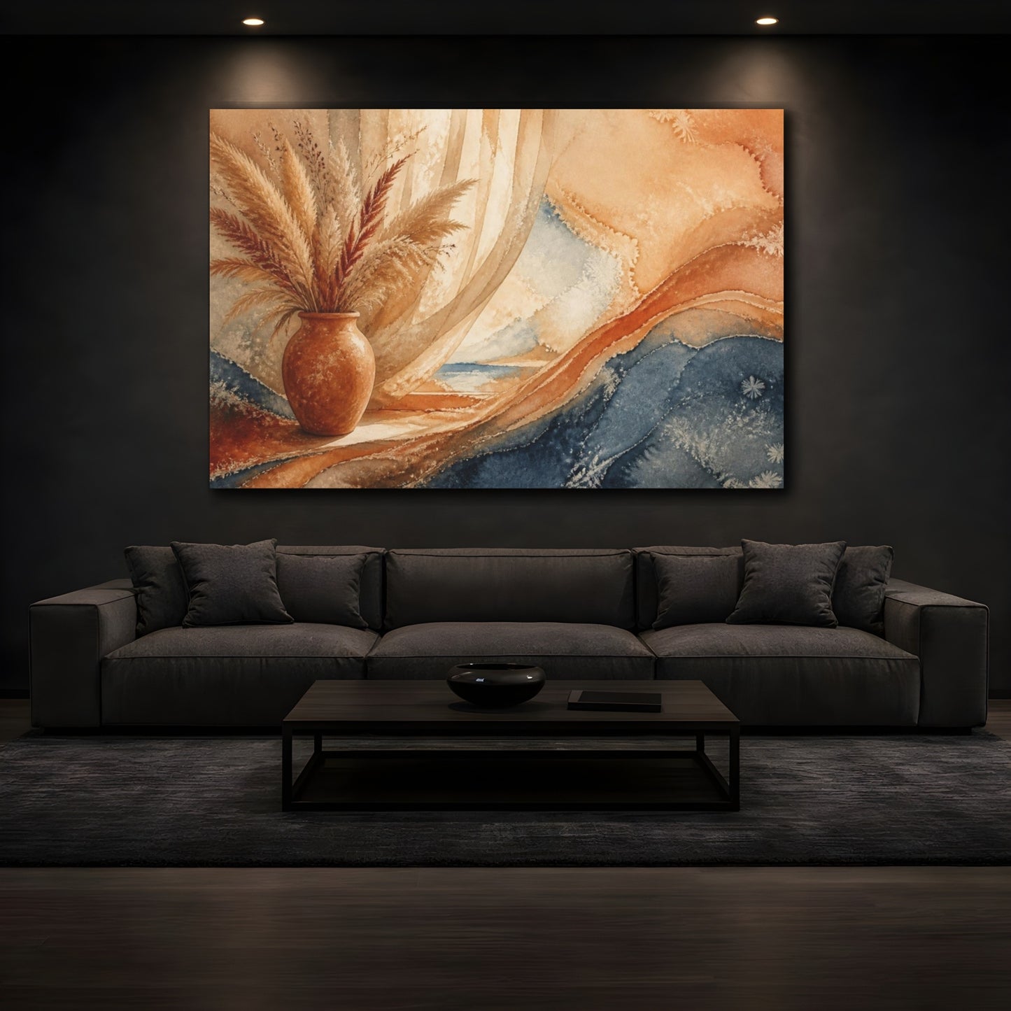 Mockup 3. Boho Terracotta Vase shown as canvas print
