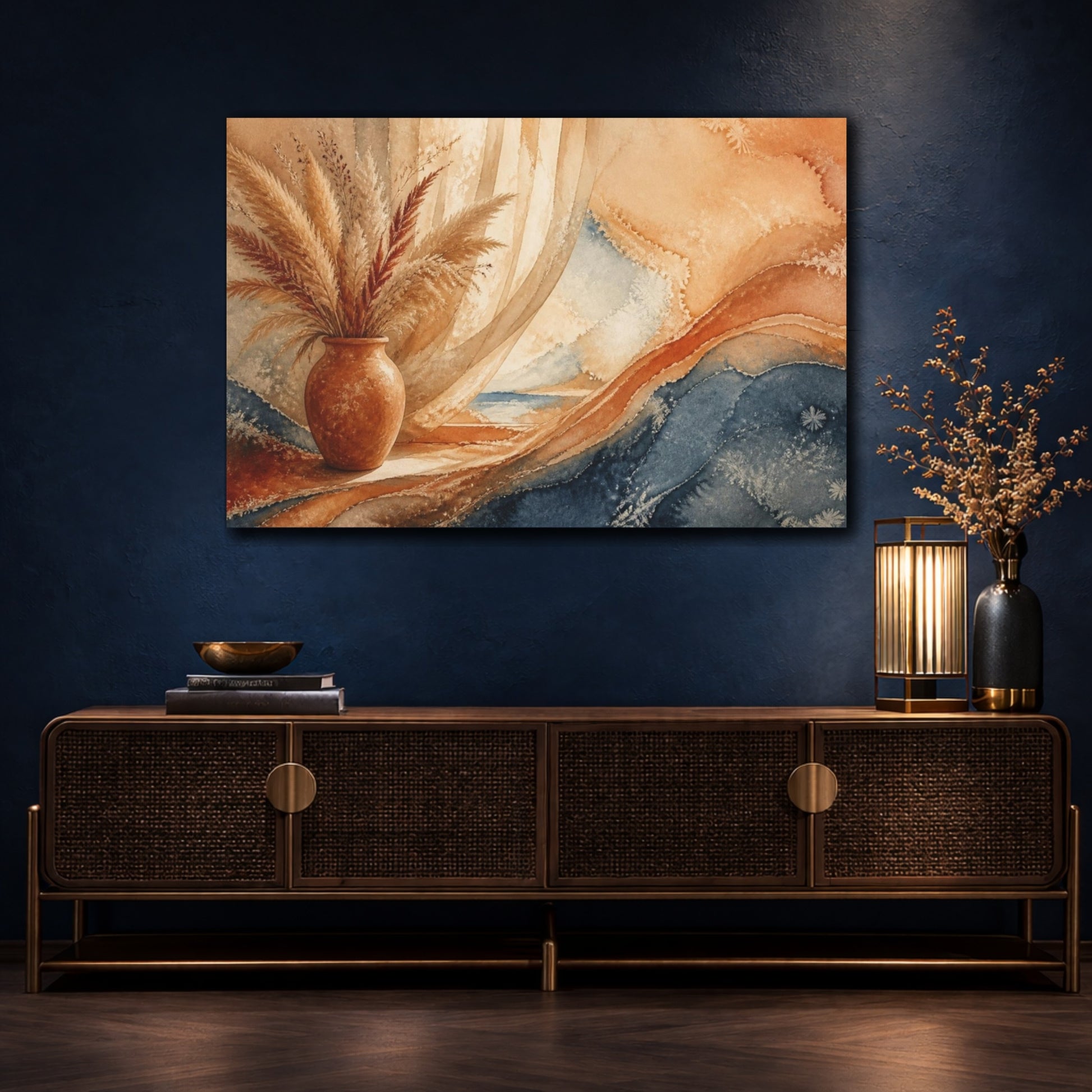 Mockup 4. Boho Terracotta Vase shown as canvas print