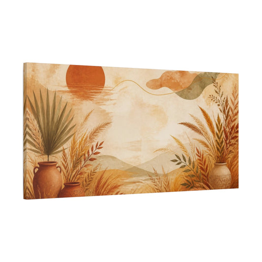 Main Mockup. Boho Terracotta Vases shown as canvas print