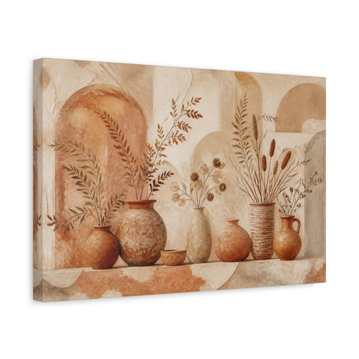 Side Mockup 4. Boho Terracotta Vases shown as canvas print