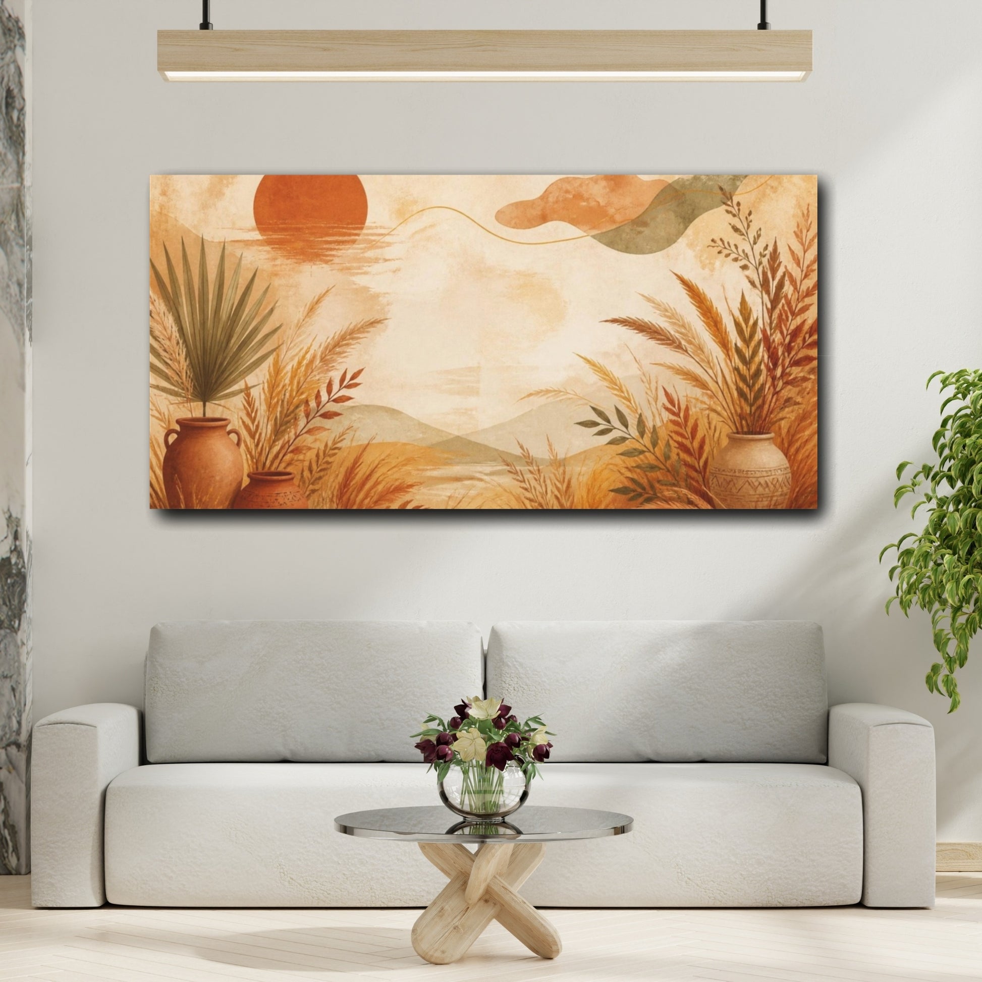 Mockup 2. Boho Terracotta Vases shown as canvas print