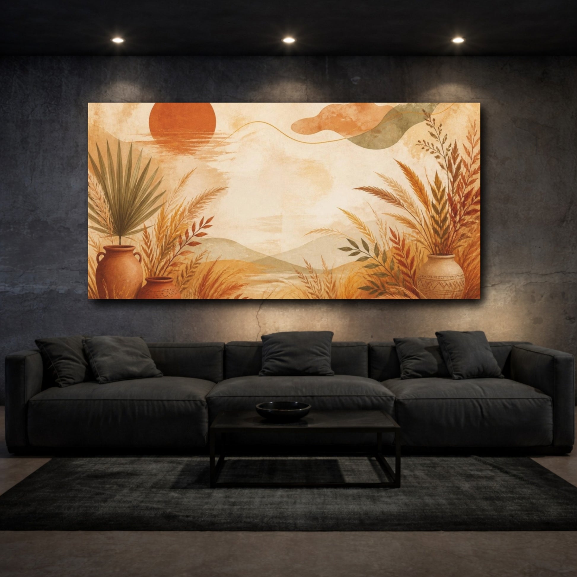 Mockup 3. Boho Terracotta Vases shown as canvas print