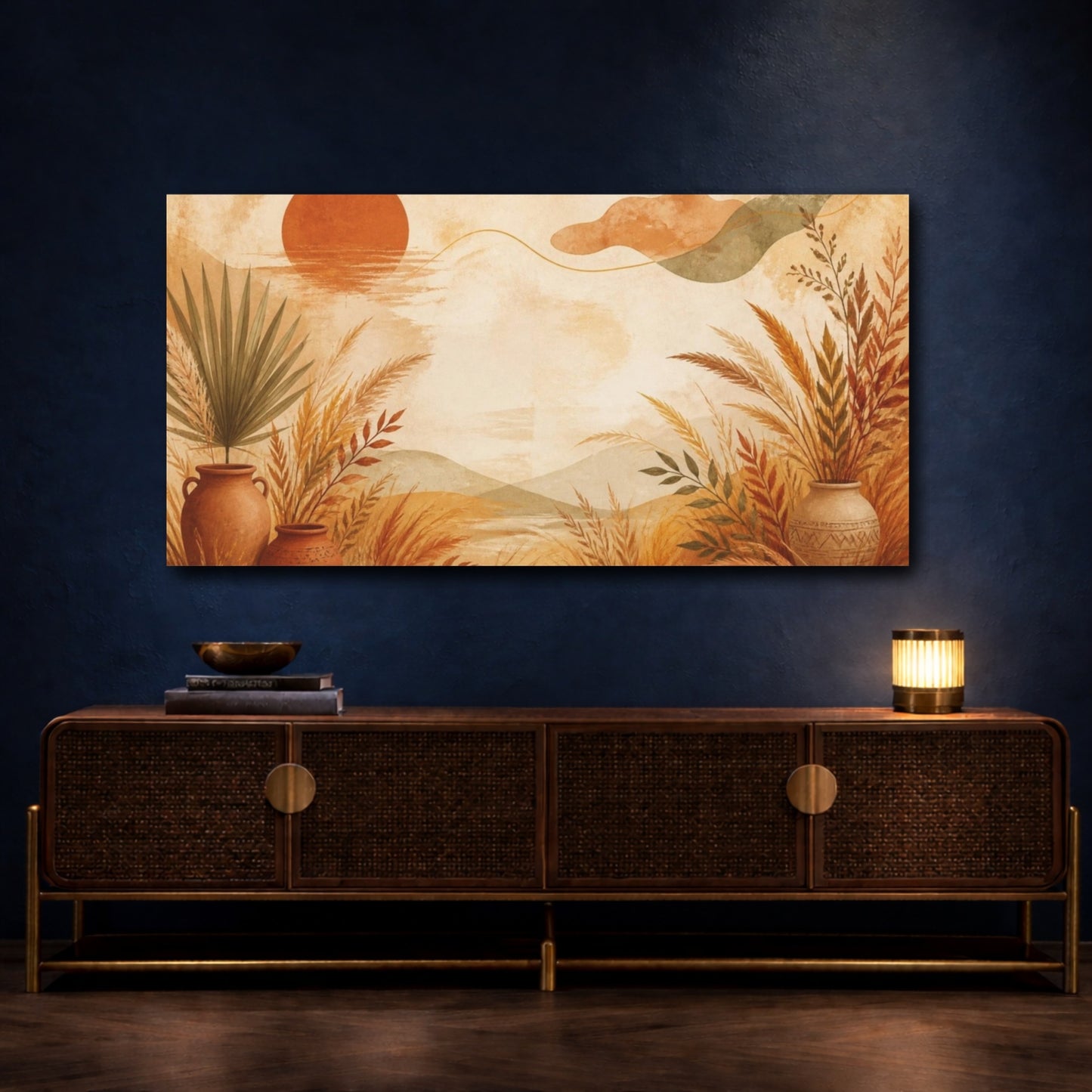 Mockup 4. Boho Terracotta Vases shown as canvas print