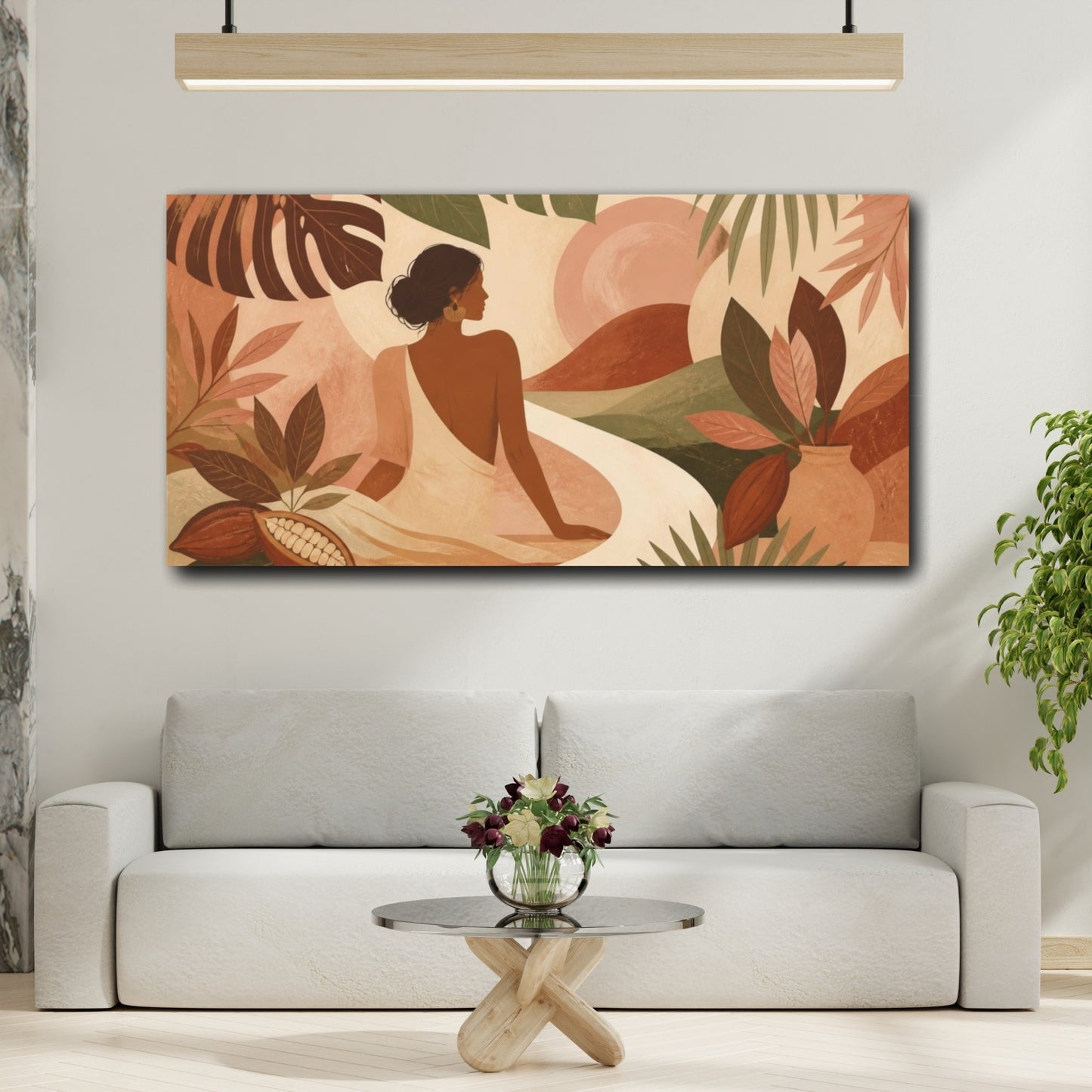 Mockup 2. Boho Tropical Silhouette shown as canvas print