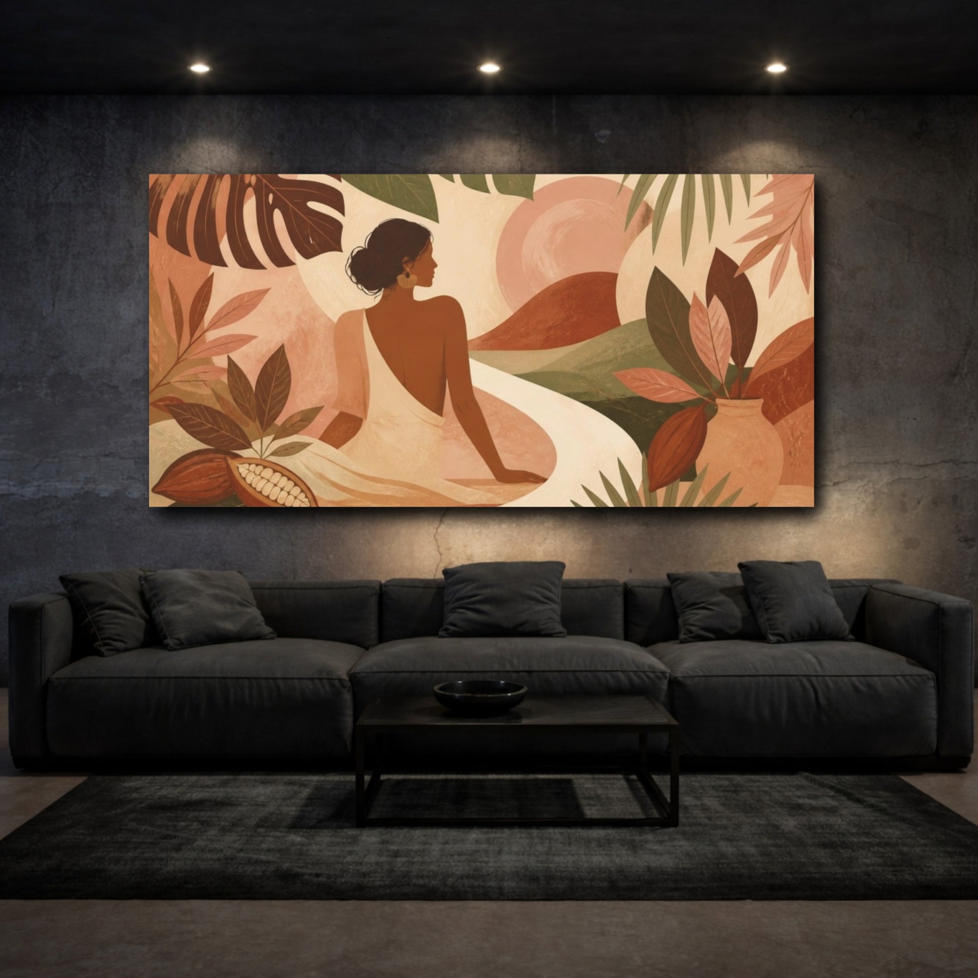 Mockup 3. Boho Tropical Silhouette shown as canvas print