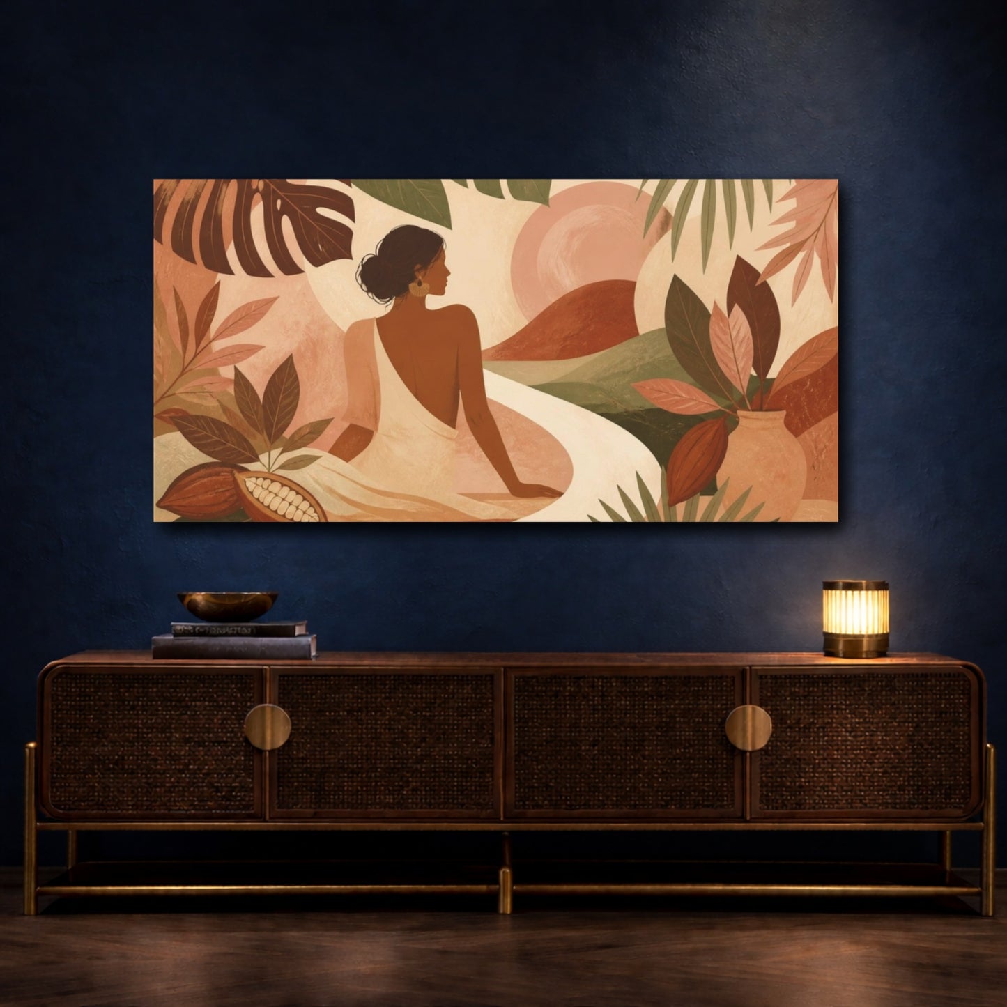 Mockup 4. Boho Tropical Silhouette shown as canvas print