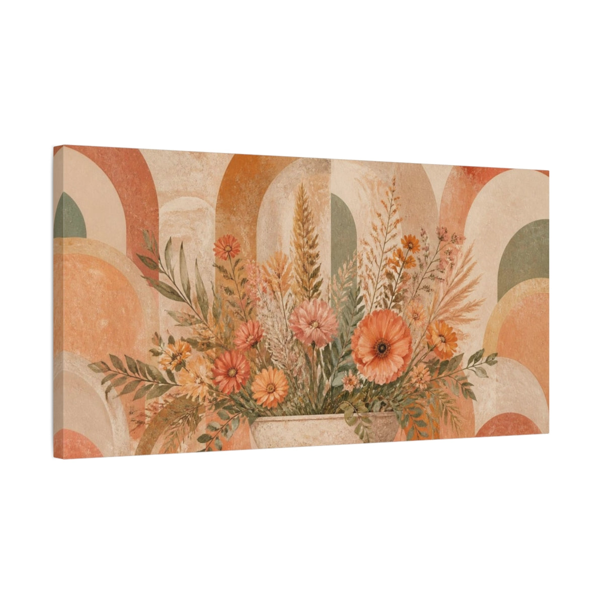 Side Mockup 1. Boho Wild Bouquet shown as canvas print