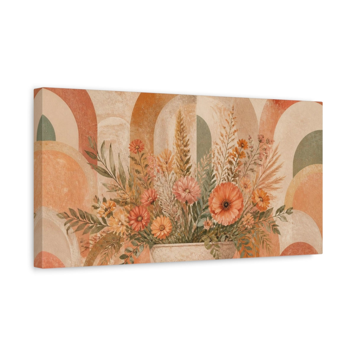 Side Mockup 3. Boho Wild Bouquet shown as canvas print