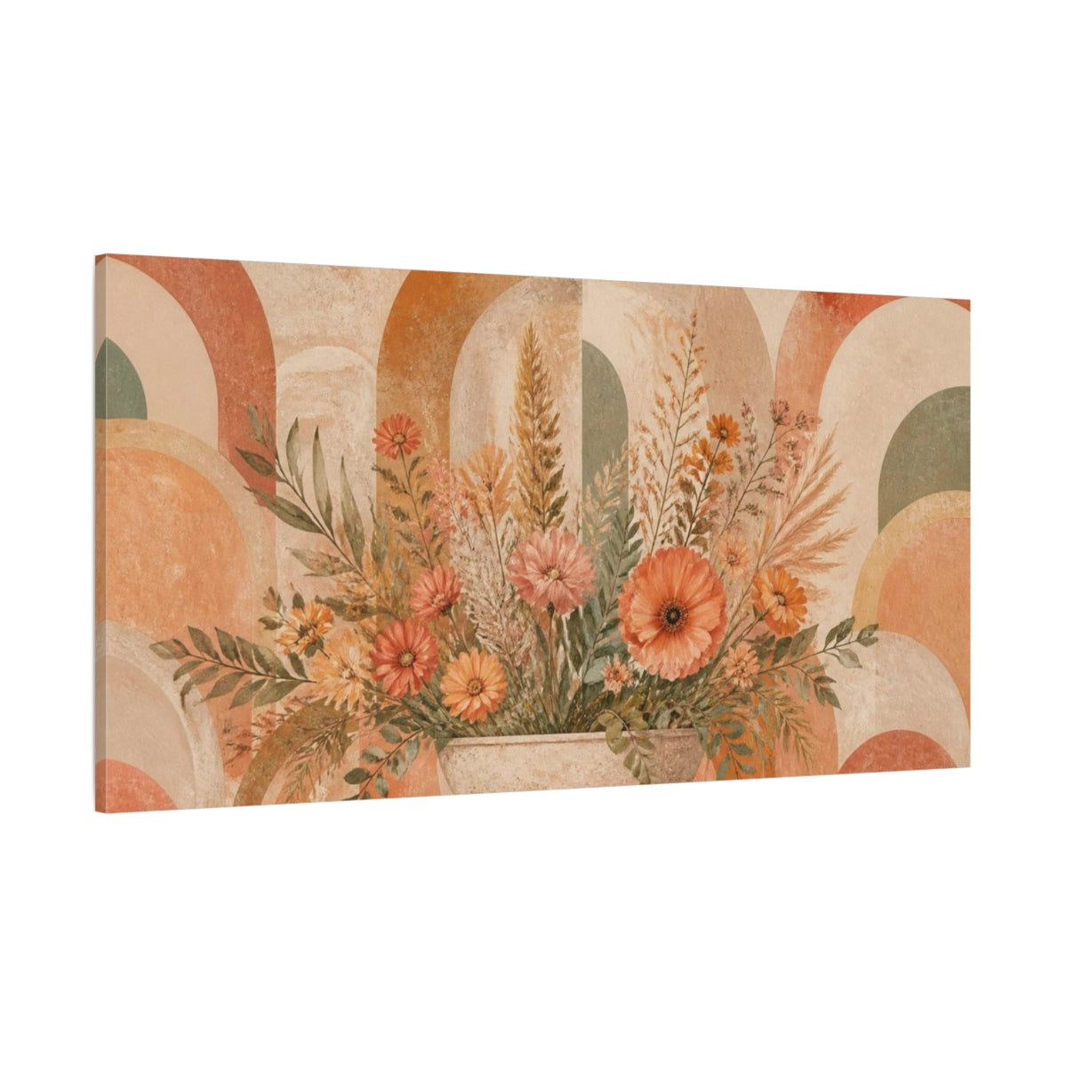 Side Mockup 2. Boho Wild Bouquet shown as canvas print