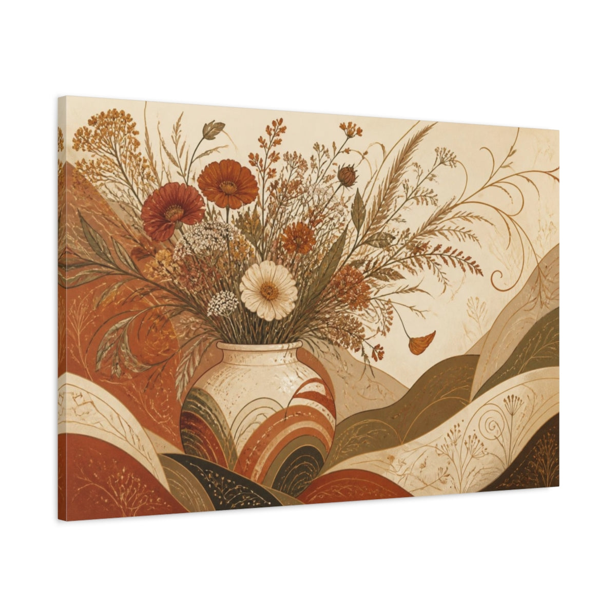Main Mockup. Boho Wildflower Bouquet shown as canvas print