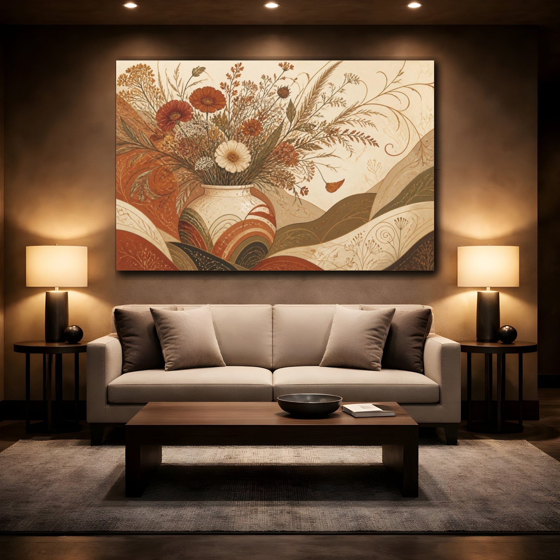 Mockup 2. Boho Wildflower Bouquet shown as canvas print