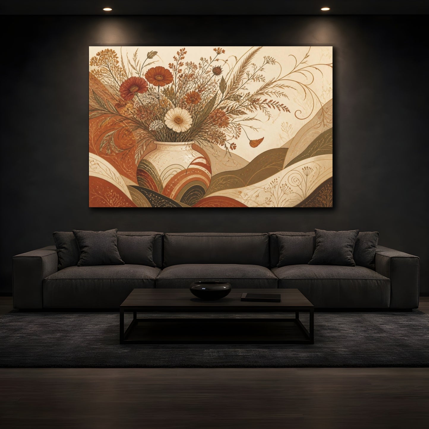 Mockup 3. Boho Wildflower Bouquet shown as canvas print