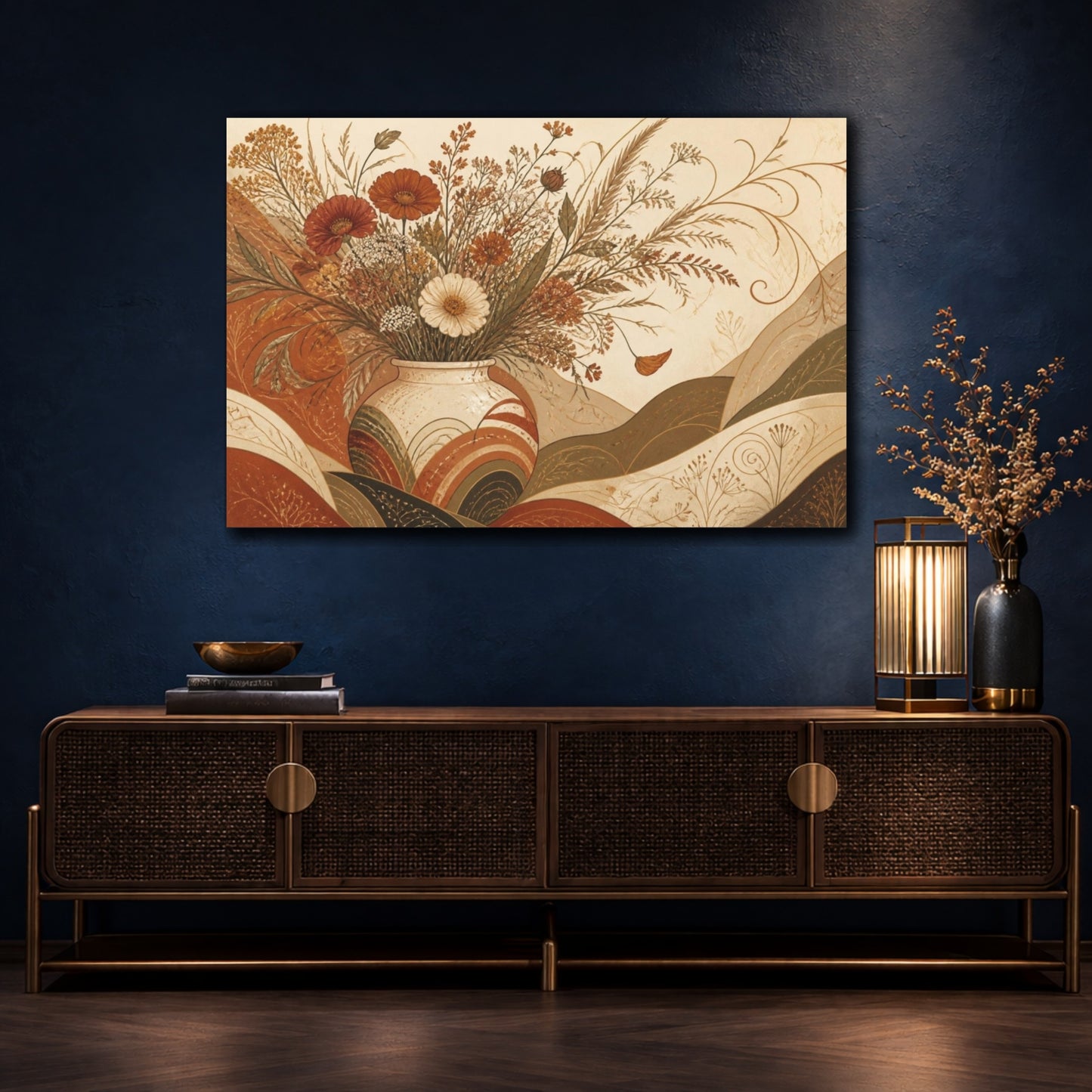Mockup 4. Boho Wildflower Bouquet shown as canvas print