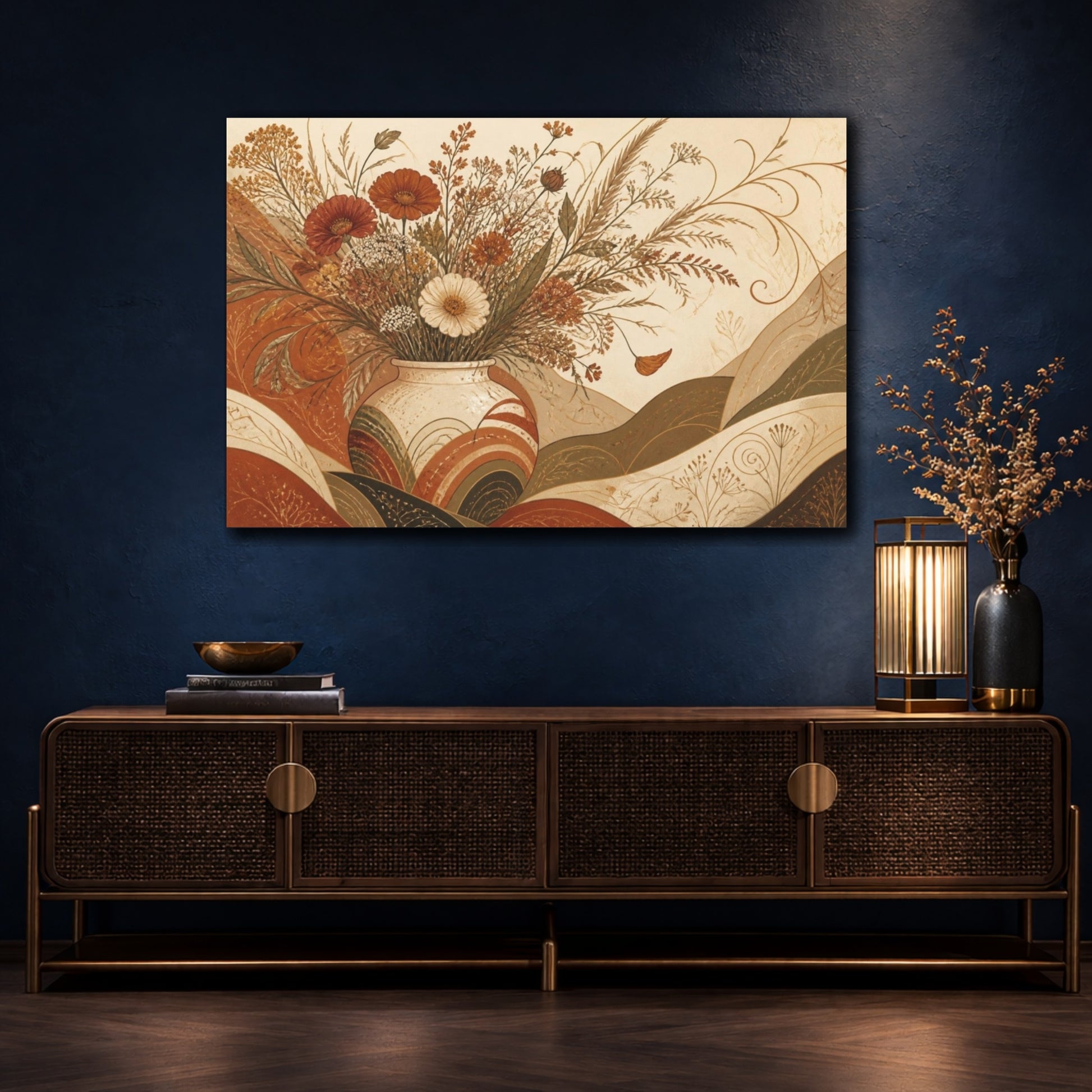 Mockup 4. Boho Wildflower Bouquet shown as canvas print