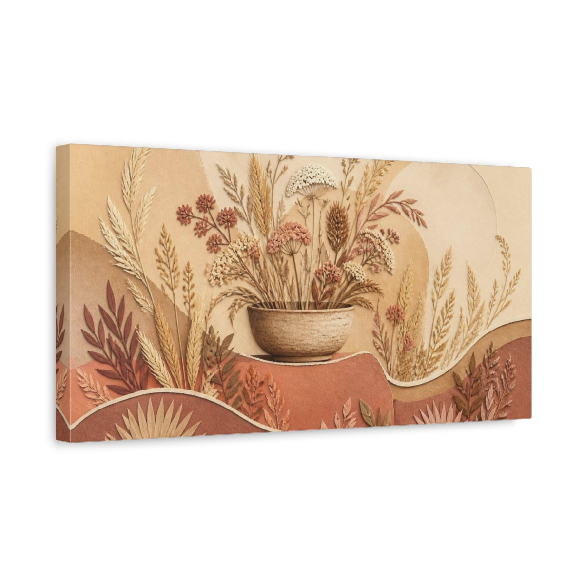 Side Mockup 3. Boho Wildflower Bowl shown as canvas print