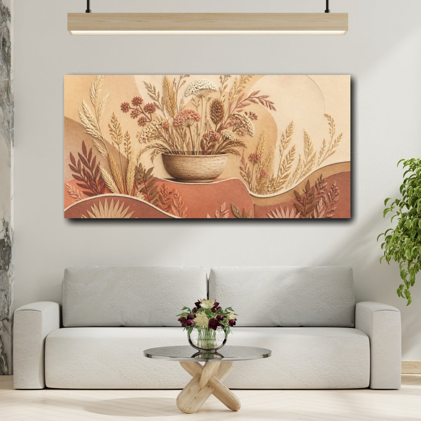 Mockup 2. Boho Wildflower Bowl shown as canvas print