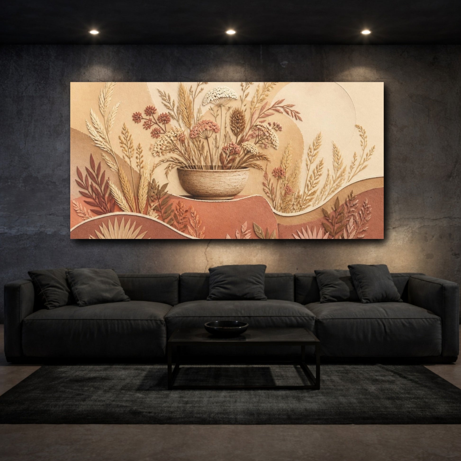 Mockup 3. Boho Wildflower Bowl shown as canvas print