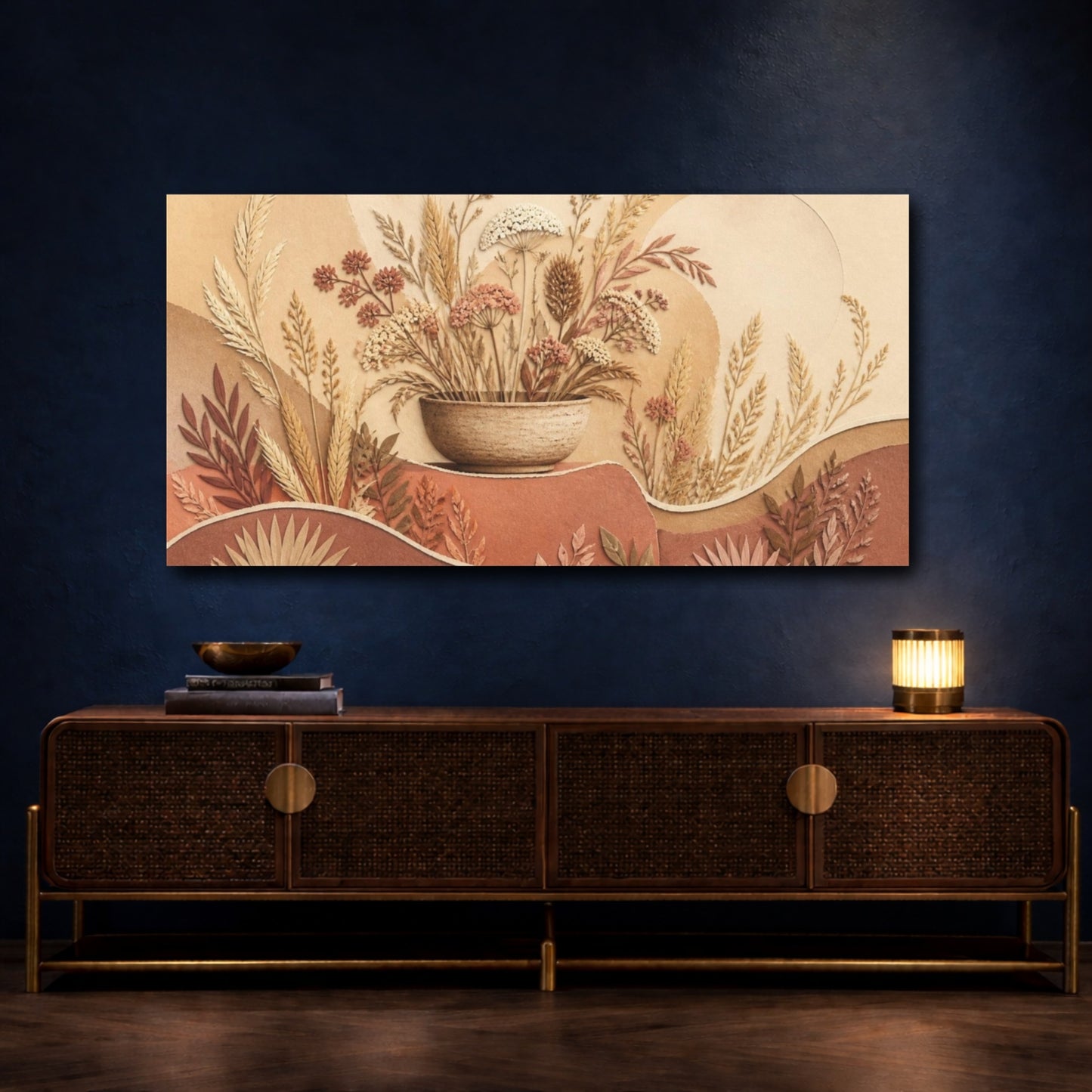 Mockup 4. Boho Wildflower Bowl shown as canvas print