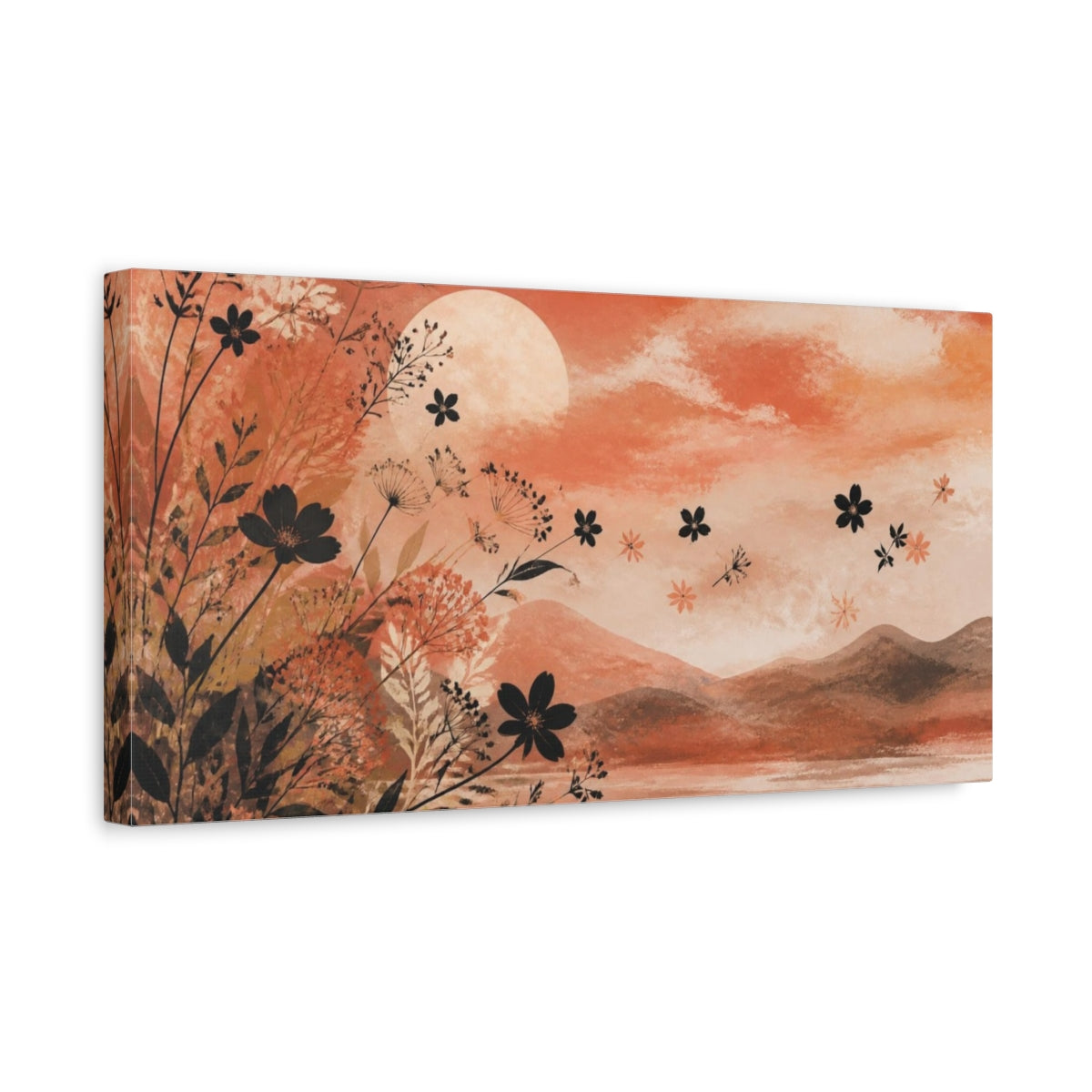 Side Mockup 3. Boho Wildflower Sunset shown as canvas print