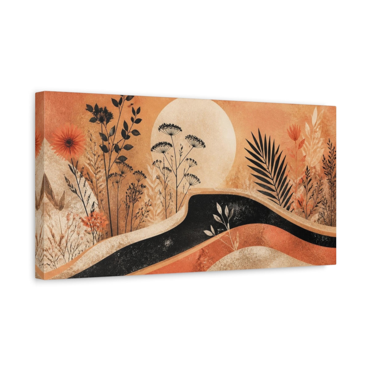 Side Mockup 3. Boho Wildflower Sunset shown as canvas print