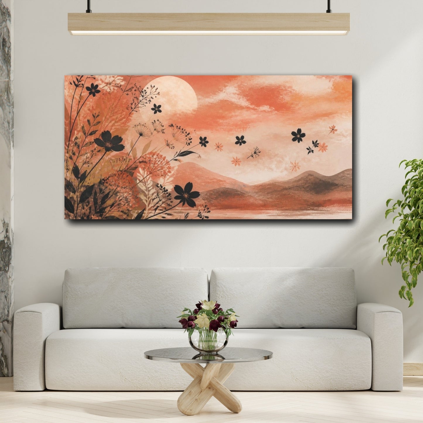 Mockup 2. Boho Wildflower Sunset shown as canvas print