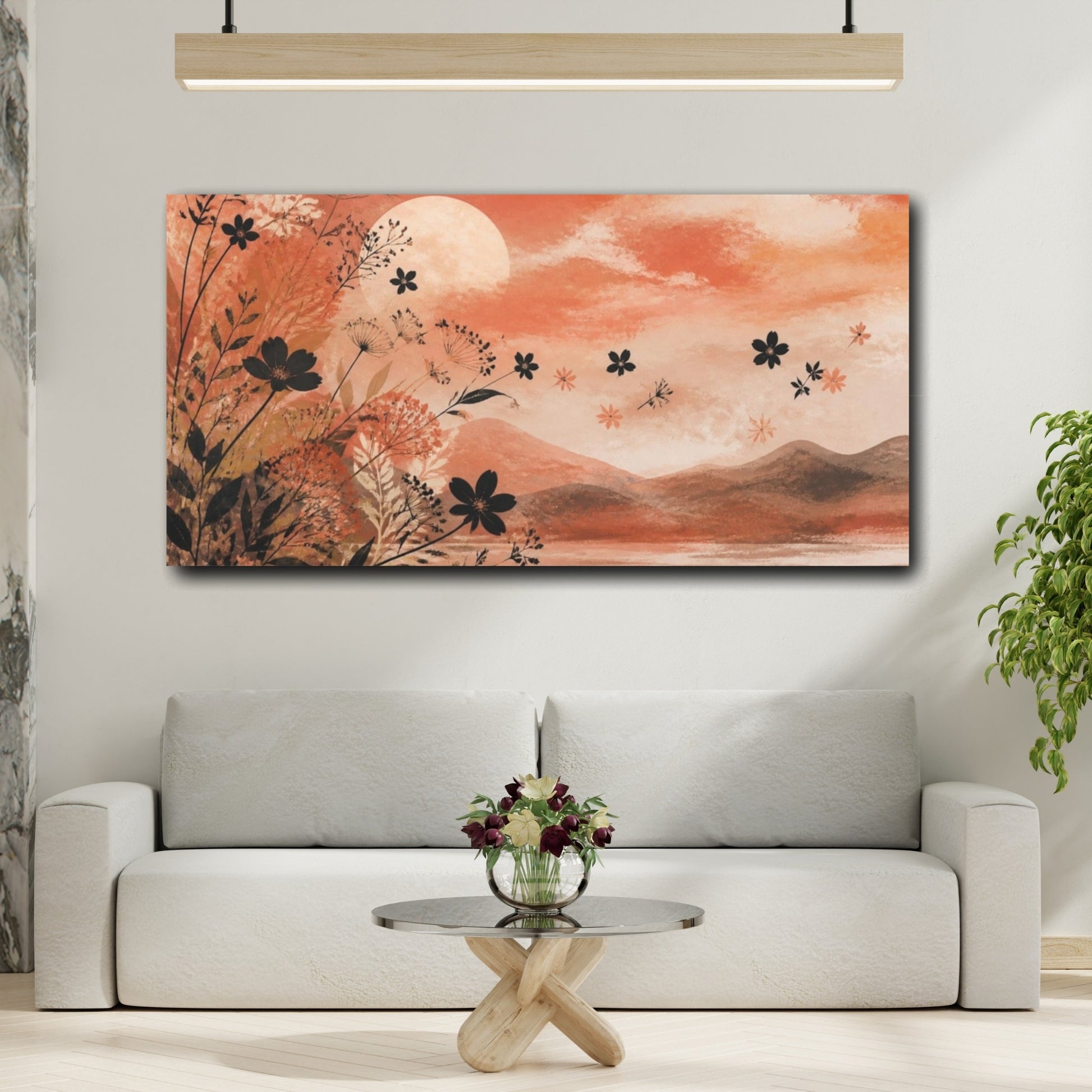 Mockup 2. Boho Wildflower Sunset shown as canvas print