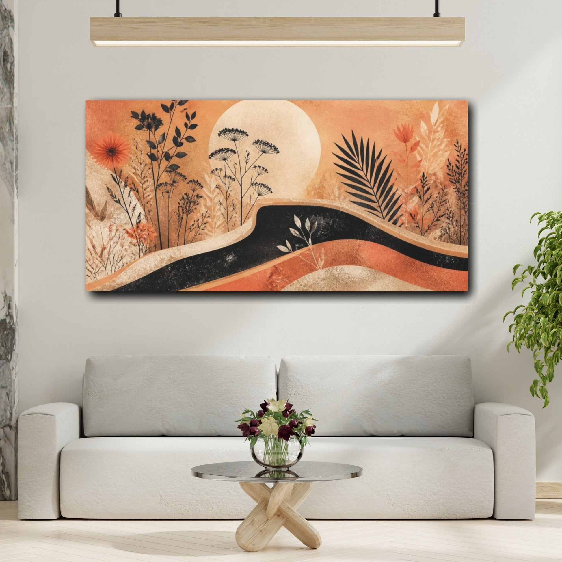 Mockup 2. Boho Wildflower Sunset shown as canvas print