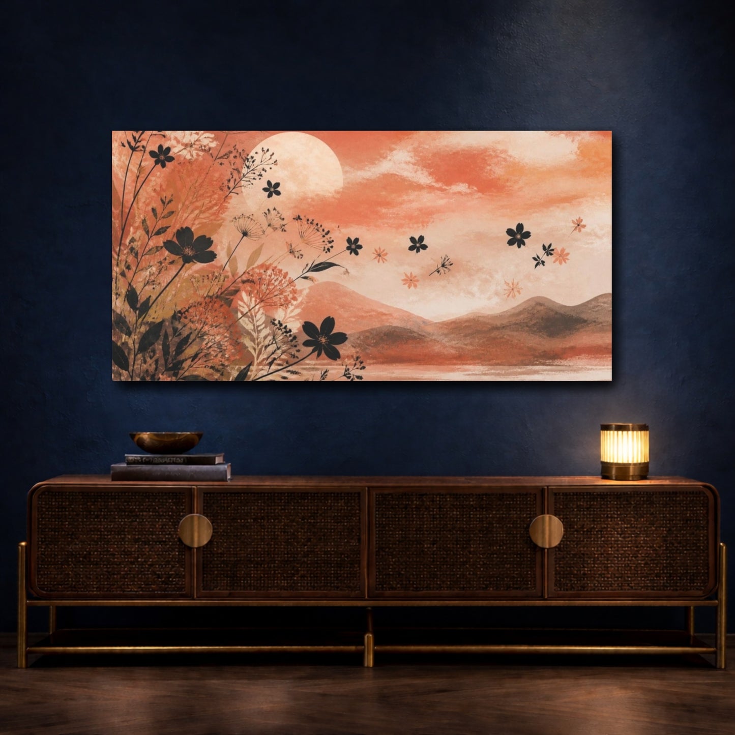 Mockup 4. Boho Wildflower Sunset shown as canvas print