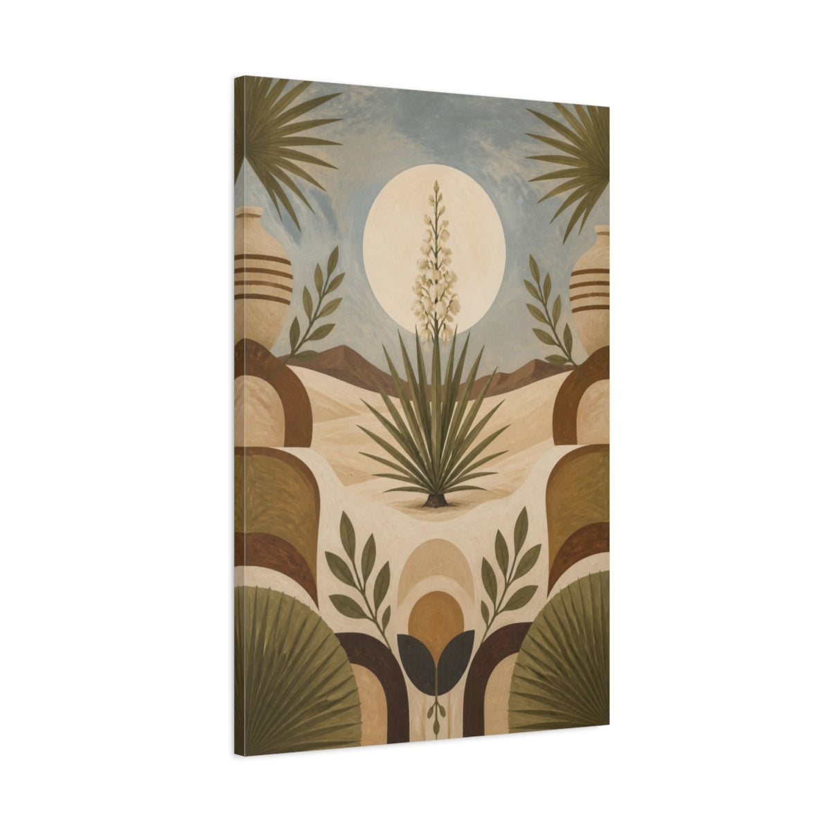Main Mockup. Boho Yucca Moon shown as canvas print