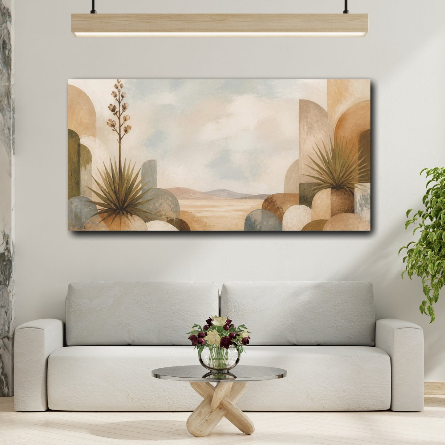 Mockup 2. Boho Yucca On Dunes shown as canvas print