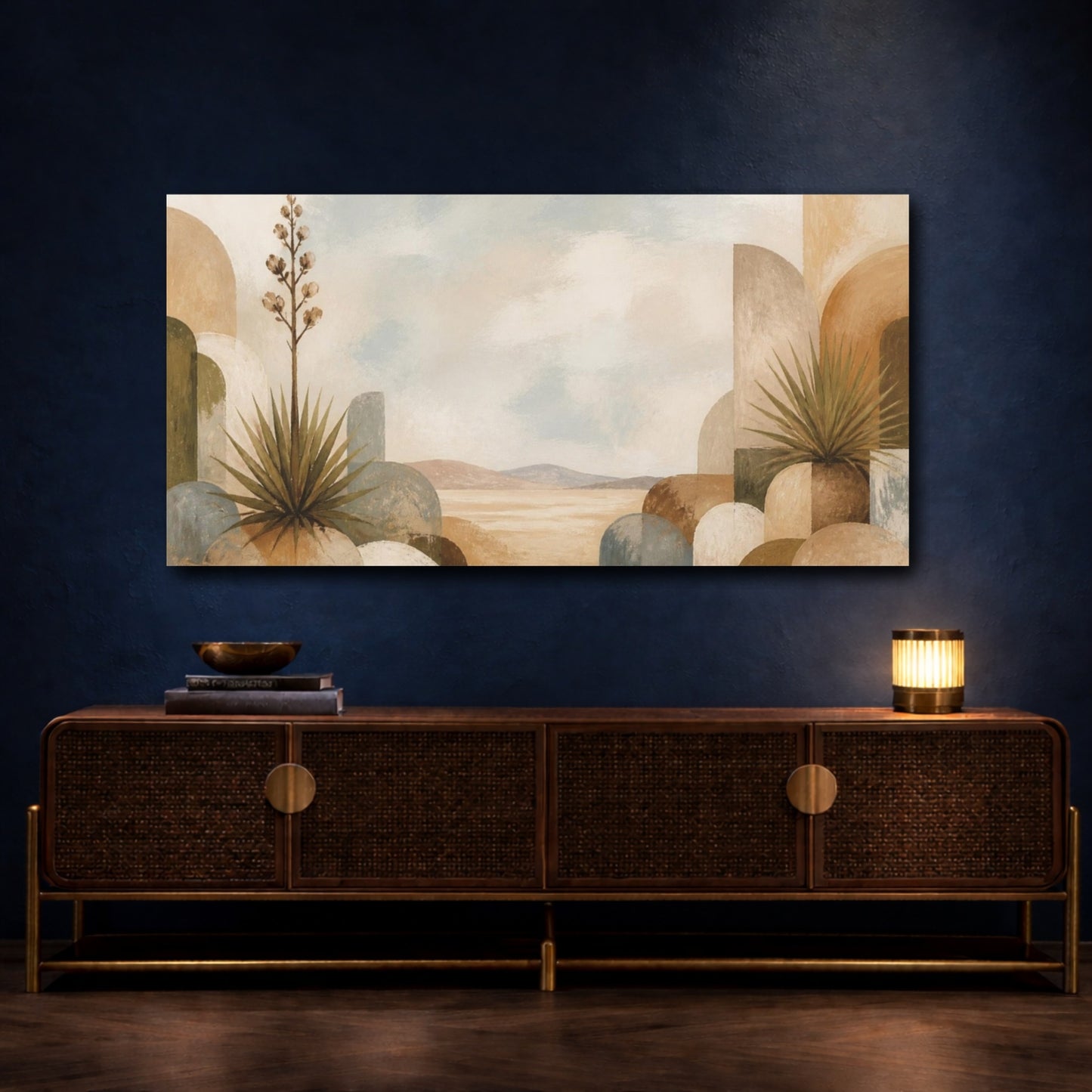 Mockup 4. Boho Yucca On Dunes shown as canvas print
