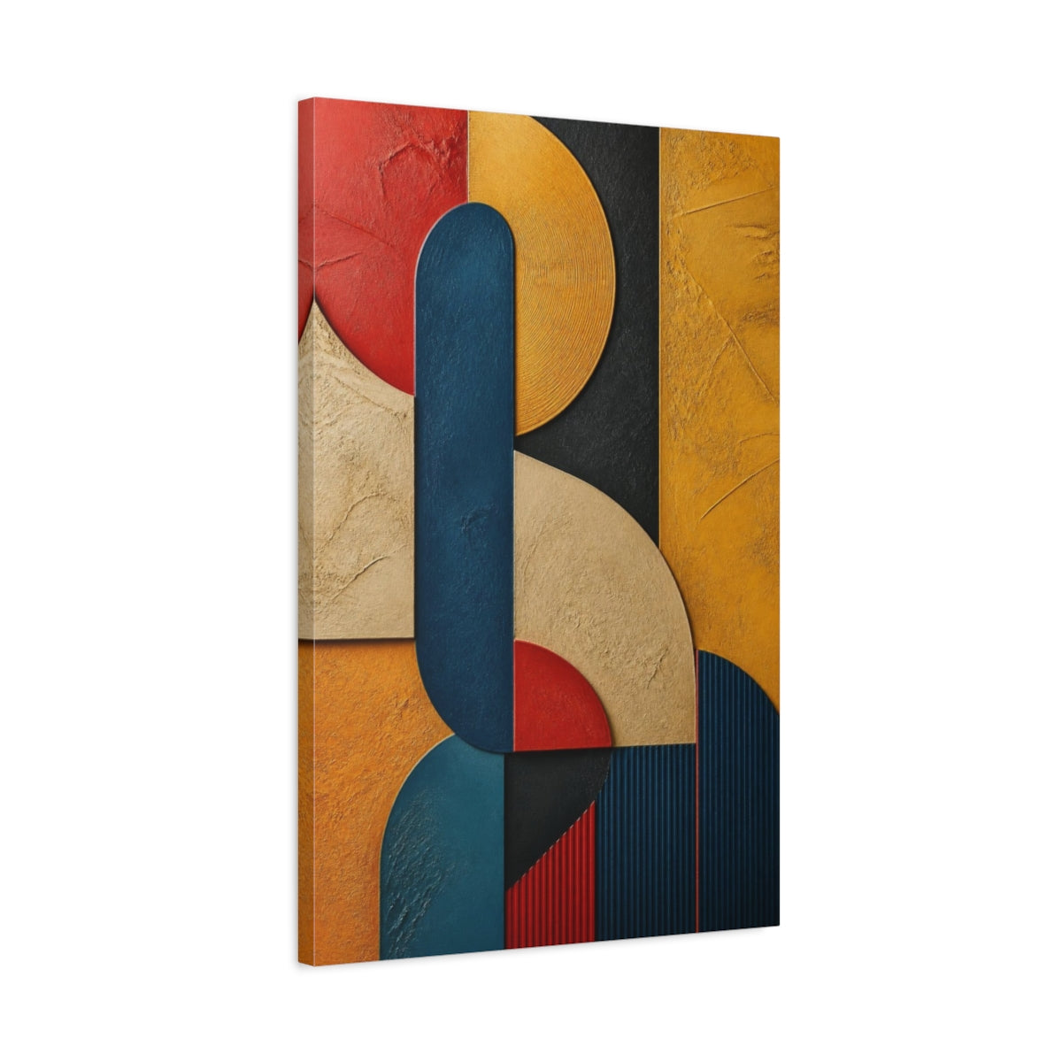 Side Mockup 2. Bold Textured Geometric Relief shown as canvas print