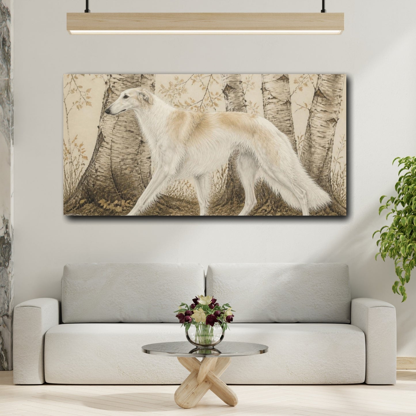 Mockup 2. Borzoi Pet Portrait shown as canvas print